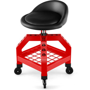 Rolling Mechanic Stool Workshop Creeper Seat - Red by Costway