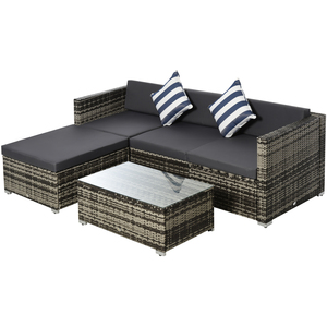 Outsunny 5 Pieces Rattan Sofa Set - Mixed Grey by Outsunny