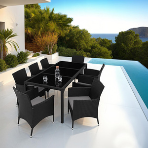 Rattan Garden Furniture Set 81 With Protective Cover - Black/Grey by tectake