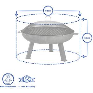 Round Heavy-Duty Firepit Cover - 85cm - Black by Redwood