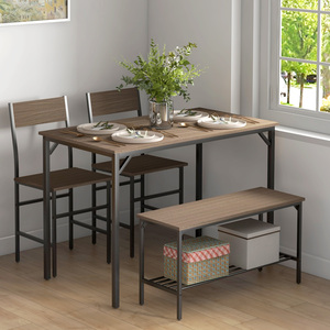 HOMCOM 4 Piece Dining Table and Chairs Set with 2 Chairs Bench by HOMCOM