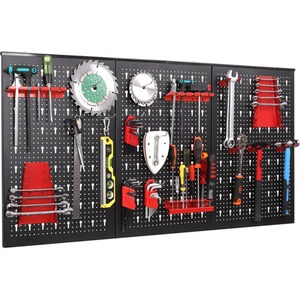 Garage Storage Pegboard Wall Organizer Kit - Black by Costway