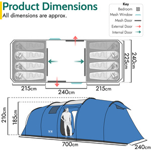Easdon 6 Man Tunnel Tent - Blue by Trail