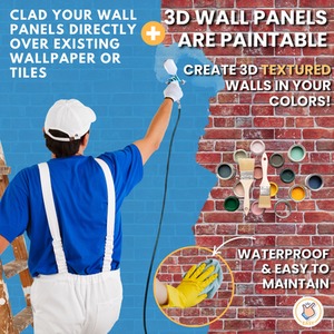 3D Wall Panels (96x48 cm) PVC Cladding Panel Retro Brick Effect by NOVECRAFTO