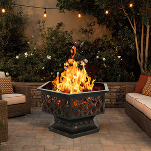 Hexagonal Fire Pit with Spark Guard