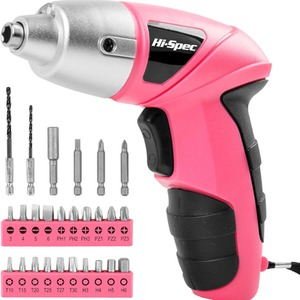 Electric Screwdriver Cordless 23 Drill Bit Set Pink - Pink