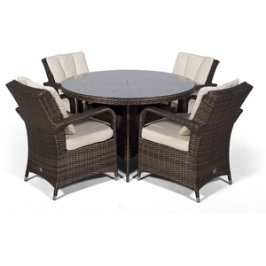 Arizona Round Rattan Patio Dining Set - Brown / 7 by Giardino