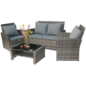 Rattan Garden Furniture Outdoor Set - Grey by BIRCHTREE