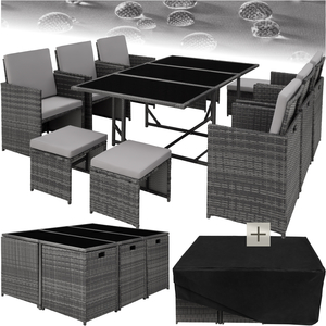 Malaga 641 Rattan Garden Furniture Set with Protective Cover by tectake
