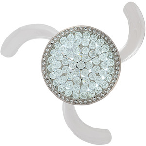 Ceiling Fan Light with Round Crystal-Encrusted Shade - Silvery White by Livingandhome