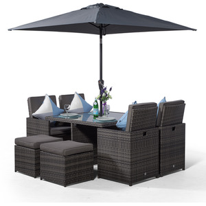 Giardino Rattan Cube Dining Set - Grey / 4 by Giardino