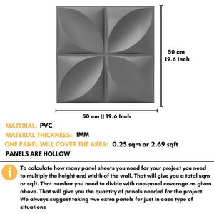 3D Wall Panels (50x50 cm) PVC Cladding Panel Geometric Convex Shape by NOVECRAFTO