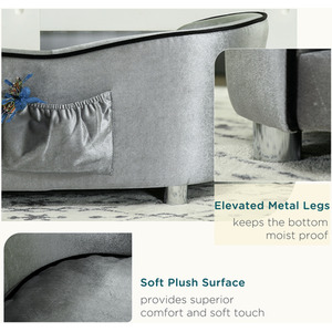 PawHut Dog and Cat Lounger Sofa Couch - Silver Grey by PawHut