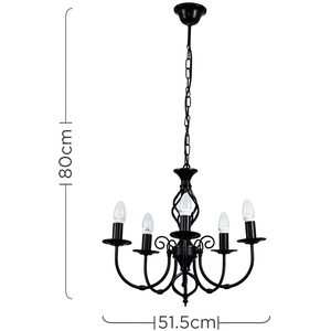 Memphis 5 Way Celling Light Chandelier - Black by ValueLights
