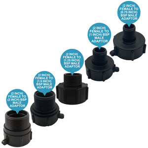 IBC S60x6 (2 inch) Female to (1.25 inch) BSP Male Adaptor - Black by DNA PACKAGING LTD