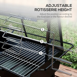 Outsunny 3-in-1 BBQ Rotisserie Grill Roaster Fire Pit - Black by Outsunny
