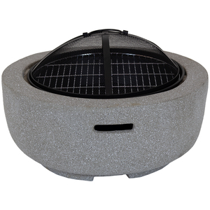 Round Magnesia Fire Pit - Black, Stone by Charles Bentley