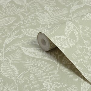 Fresco Artisan Leaf Sage Wallpaper - Green by Fresco