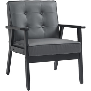 HOMCOM Wooden Frame Beech Armchair - Grey by HOMCOM
