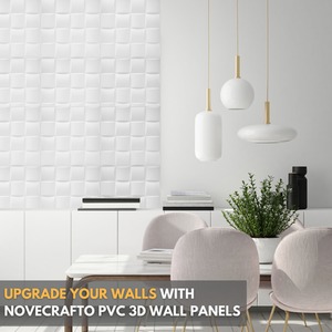 3D Wall Panels (50x50 cm) PVC Cladding Panel in Square Grid Lattice Design by NOVECRAFTO