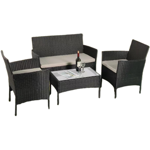 Amazon 4 Piece Garden Rattan Set - Black & Grey by Madefor.living
