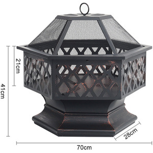 Hexagonal Fire Pit with Spark Guard