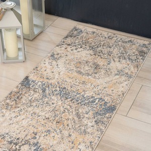 Beige Multicolour Distressed Diamond Living Area Rug by The Rug House