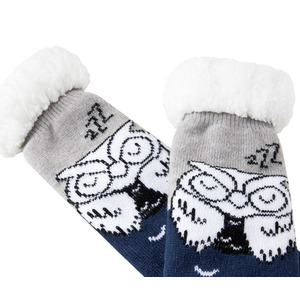 Super Cute Fluffy Wooly Slipper Socks with Grips - Blue / Owl by Ultra