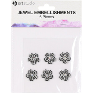 Pack of 6 Sparkly Jewel Embellishments by Art Studio