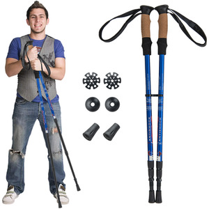 2 Pcs Collapsible Walking Stick - Blue by Costway