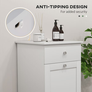 HOMCOM Bathroom Cabinet with Folding Laundry Hamper White - White by HOMCOM