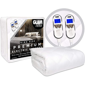 Premium Electric Blanket Fitted Mattress Quilted Underblanket - White / King by GlamHaus