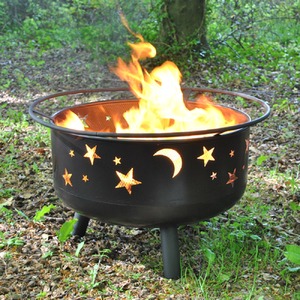 Star and Moon Fire Bowl with Grill, Safety Guard and Poker by Selections