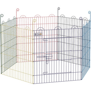 Pet Playpen Crate with Six Panels - Red / 120cm by PawHut