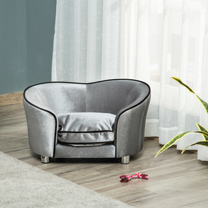 PawHut Dog and Cat Lounger Sofa Couch - Silver Grey by PawHut