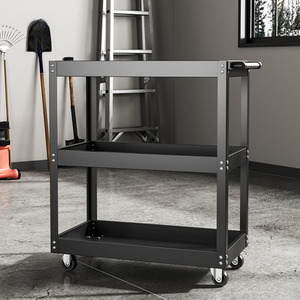3-Layer Open Tool Storage Trolley - Black by Livingandhome