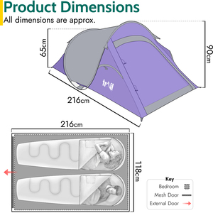 2 Person Pop Up Tent - Purple by Trail