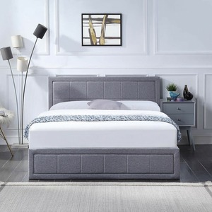 Ottoman Bed With Deluxe Hybrid Mattress - Grey / Double by Home Treats