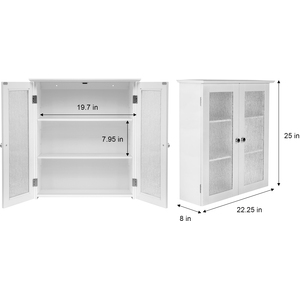 Teamson Home Bathroom Wall Cabinet 2 Glass Doors White Connor ELG-581 - White by Teamson Home