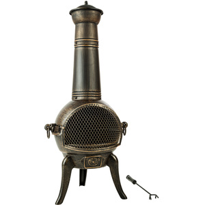 Cast Iron Fire Pit with Chimney - Grey by tectake