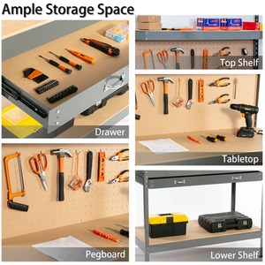 SwitZer Steel Garage Storage Work Bench - Grey by SwitZer