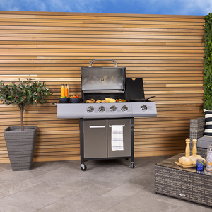 Melbourne 4 Burner Premium Gas BBQ - Silver by Charles Bentley