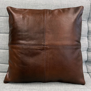 Check Leather Sofa Cushion Covers - Brown by Charlie London