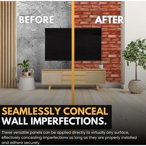 3D Wall Panels (96x48 cm) PVC Cladding Panel Reddish Brown Brick Effect by NOVECRAFTO