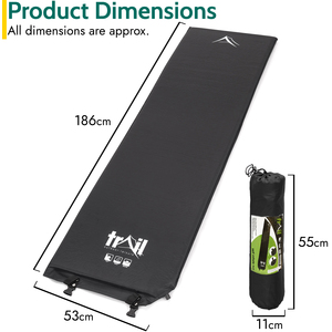 Single Self Inflating Camping Mat 3cm - Black by Trail