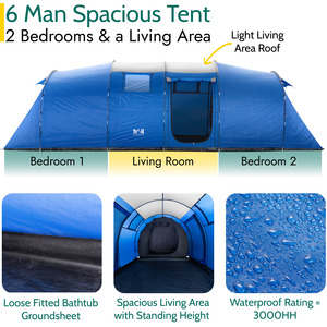 Easdon 6 Man Tunnel Tent - Blue by Trail