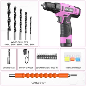 12V Cordless Drill Rechargeable Electric Driver Kit - Pink