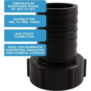 IBC S60x6 (2 inch) Female to (2 inch) Hose Tail - Black / 0.09kg by DNA PACKAGING LTD