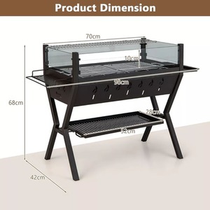 Stainless Steel Charcoal BBQ Grill with Wind Guard - Black by Wyld and Coco