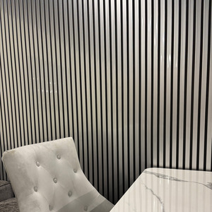 4x Wood Acoustic Slatted Wall Panels - Chrome Metallic by Aluxo